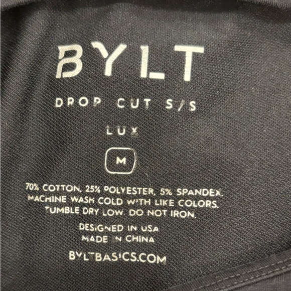 BYLT Premium Basics Drop Cut Lux Short Sleeve Black T-Shirt  Casual Athleisure - Picture 8 of 8